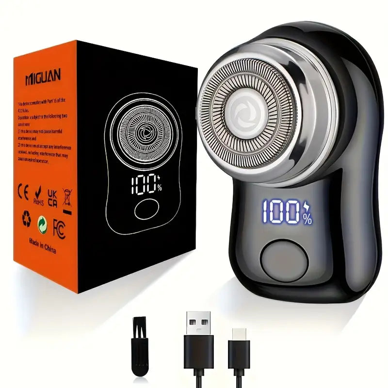 Compact Men's Electric Shaver with USB Charging & Digital Display, Portable for Travel