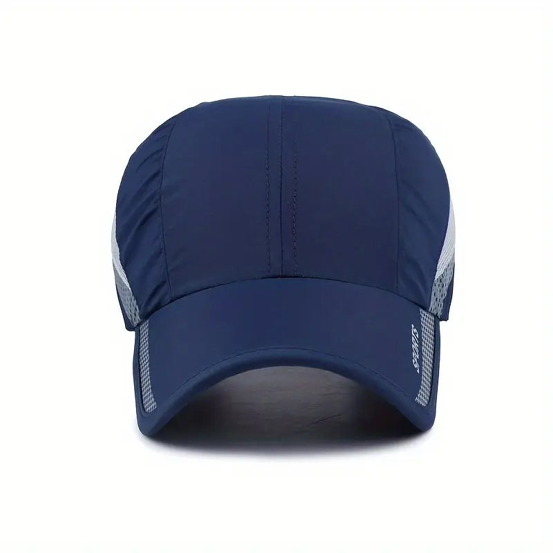 EDIKO Quick-Dry Sport Cap, Adjustable, Breathable Mesh, Sun Protection, Navy Blue/Gray, for Hiking & Camping