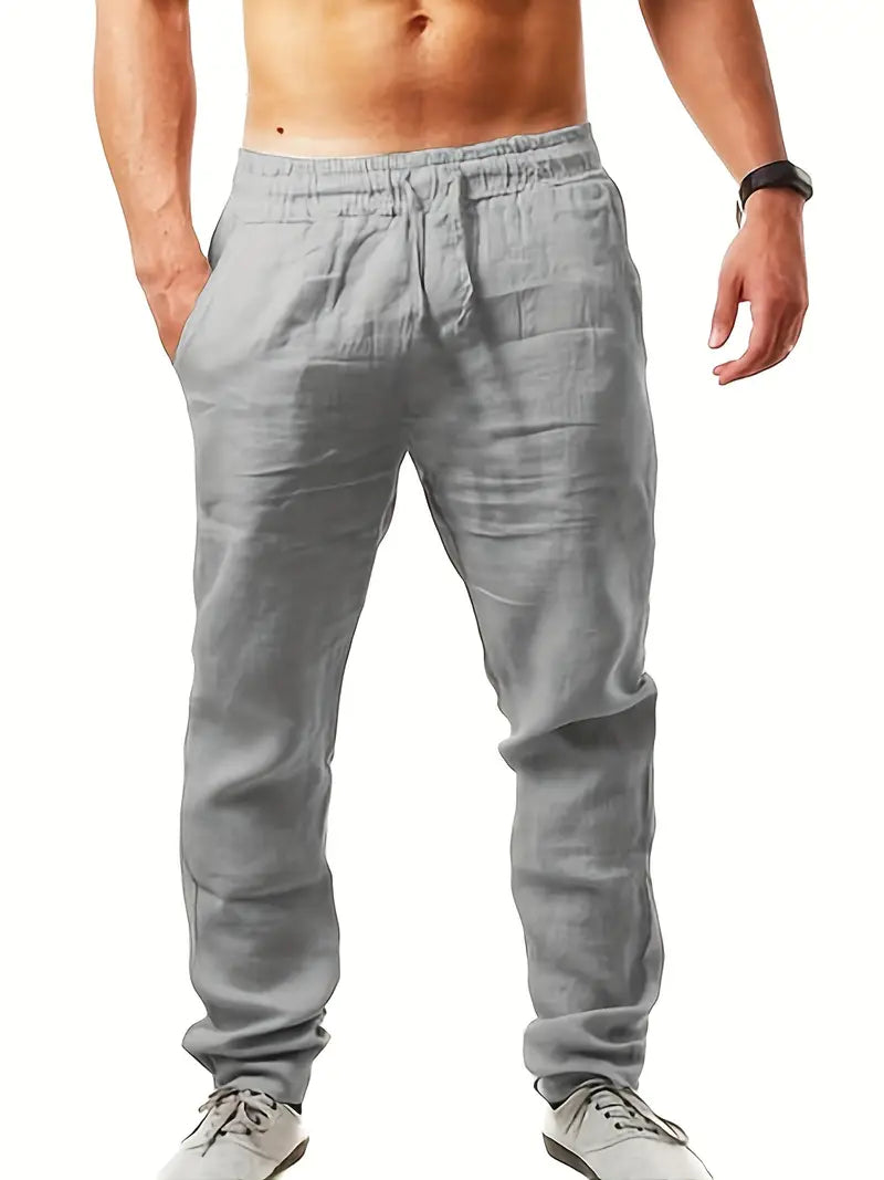 Men's Casual Cotton Joggers, 100% Cotton, Loose Fit, Straight Leg, Comfortable Sports Pants