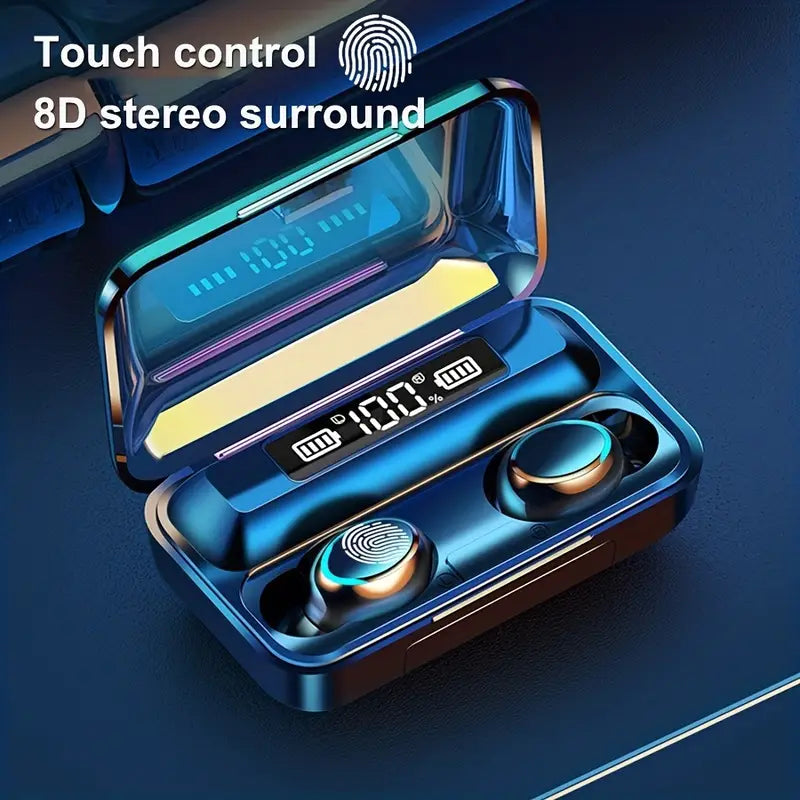 High-Fidelity TWS Earbuds, Noise Cancellation, Touch Controls, HD Mic, USB Rechargeable, Sports Headphones with Charging Case