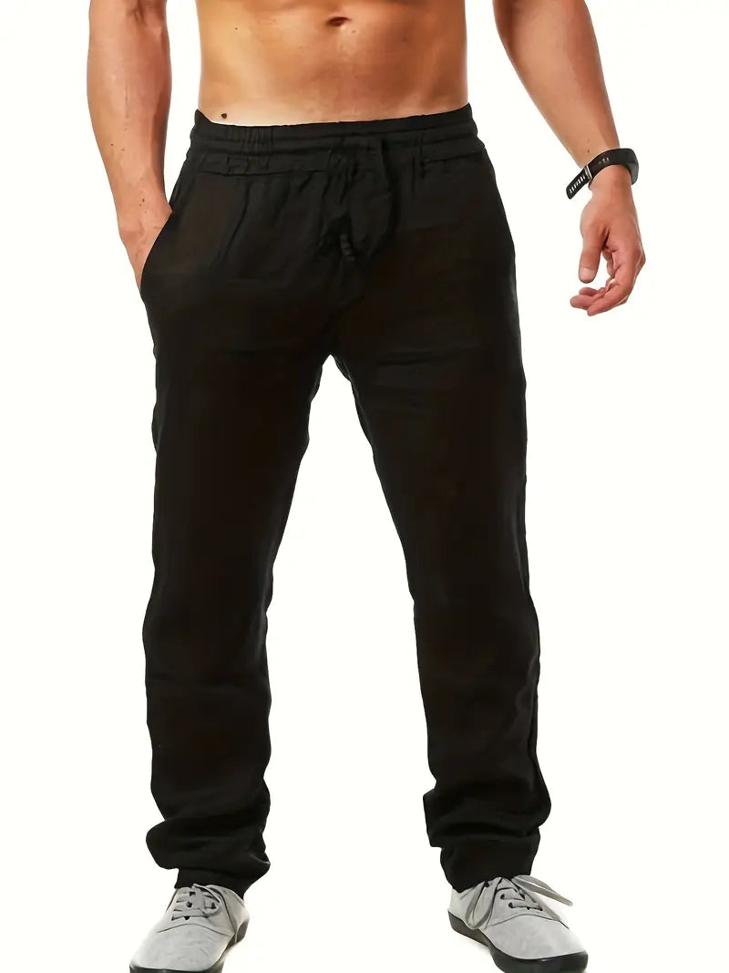 Men's Casual Cotton Joggers, 100% Cotton, Loose Fit, Straight Leg, Comfortable Sports Pants