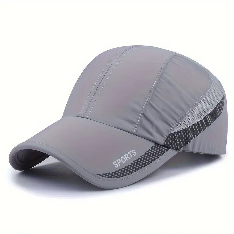 EDIKO Quick-Dry Sport Cap, Adjustable, Breathable Mesh, Sun Protection, Navy Blue/Gray, for Hiking & Camping