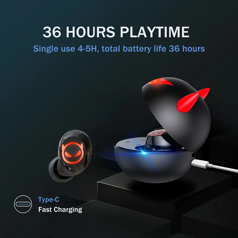 Gaming Wireless Earbuds, Touch Control, Noise Cancelling, 36H Playtime, USB Type-C Charging, for Sports & Exercise