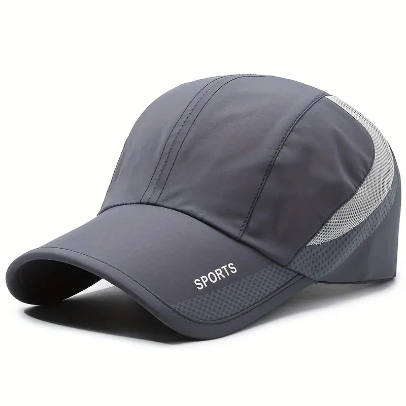 EDIKO Quick-Dry Sport Cap, Adjustable, Breathable Mesh, Sun Protection, Navy Blue/Gray, for Hiking & Camping