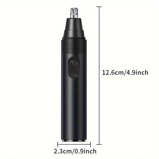 "1pc Painless Nose & Ear Hair Trimmer, Stainless Steel, Battery-Powered"