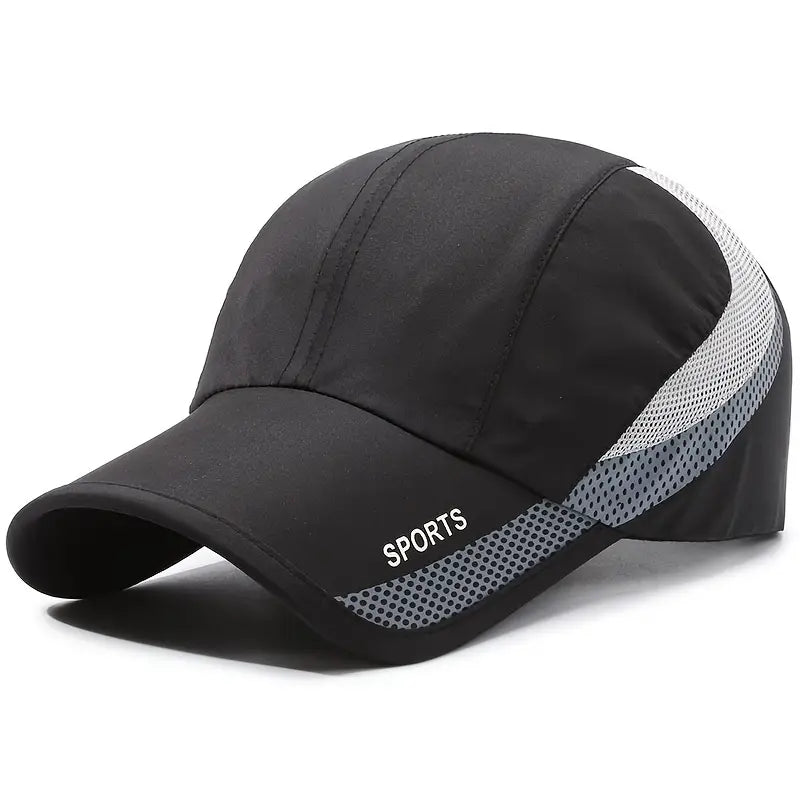 EDIKO Quick-Dry Sport Cap, Adjustable, Breathable Mesh, Sun Protection, Navy Blue/Gray, for Hiking & Camping