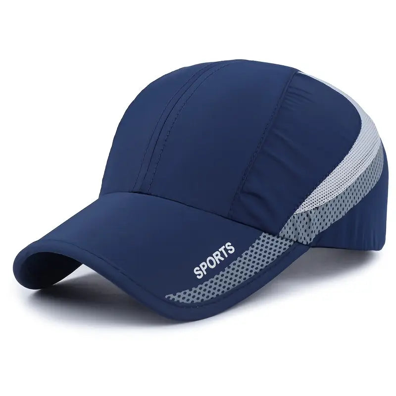 EDIKO Quick-Dry Sport Cap, Adjustable, Breathable Mesh, Sun Protection, Navy Blue/Gray, for Hiking & Camping