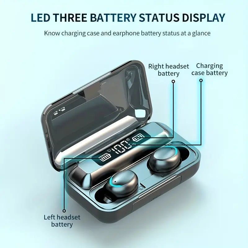 High-Fidelity TWS Earbuds, Noise Cancellation, Touch Controls, HD Mic, USB Rechargeable, Sports Headphones with Charging Case